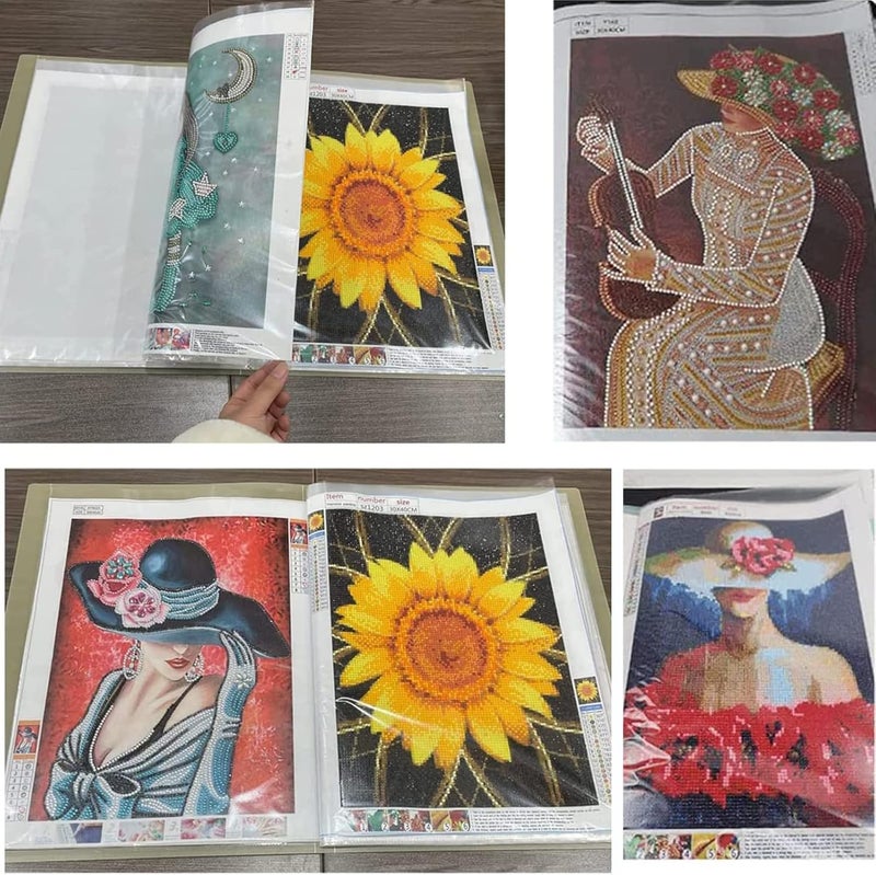 HOWUKE A3 Diamond Painting Storage Book, 60 Views Art Portfolio Presentations Folder with 30 Pages Protectors, 17.3x12.8in - Image 5